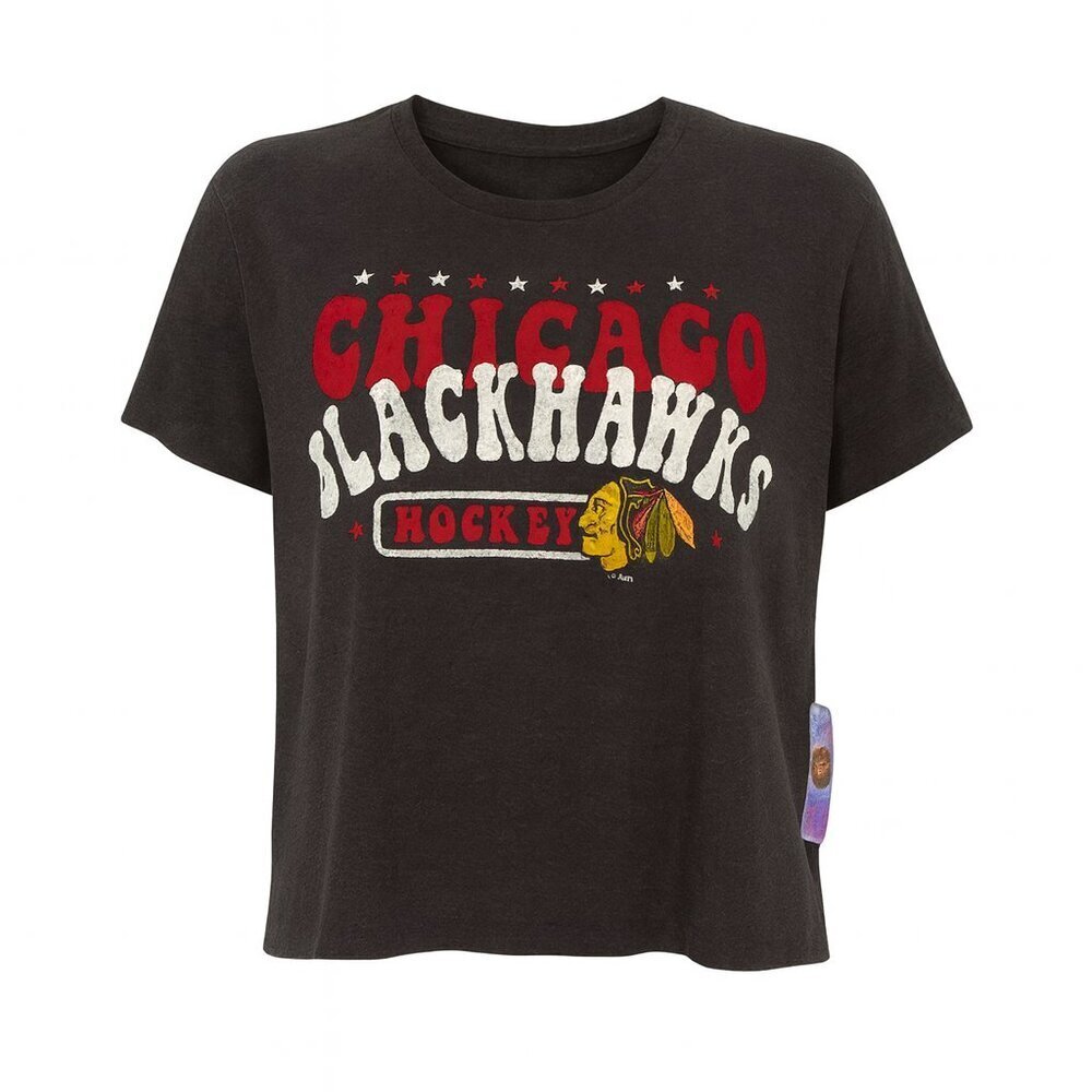 NWT CHICAGO BLACKHAWKS NHL Graphic T-Shirt Black Size 12/14 - Picture 1 of 6